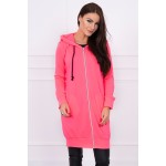 Cardigan roz neon dama cu fermoar bumbac Cardigan roz neon dama cu fermoar bumbac